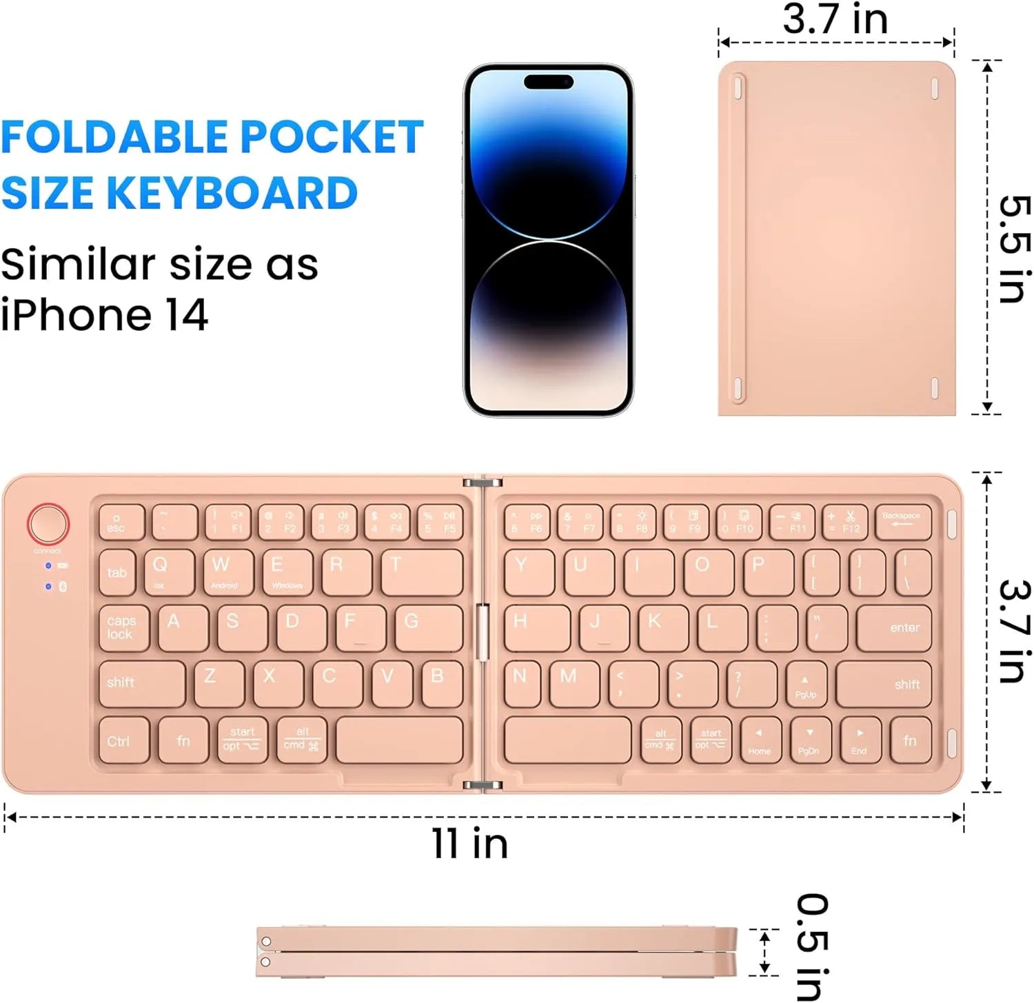Portable Wireless Foldable Keyboard – Multi‑Device Compatible