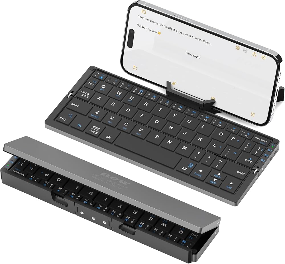 Ultra-Slim Foldable Bluetooth Keyboard - Wireless Rechargeable Travel Keyboard
