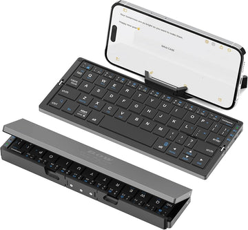 Ultra-Slim Foldable Bluetooth Keyboard - Wireless Rechargeable Travel Keyboard