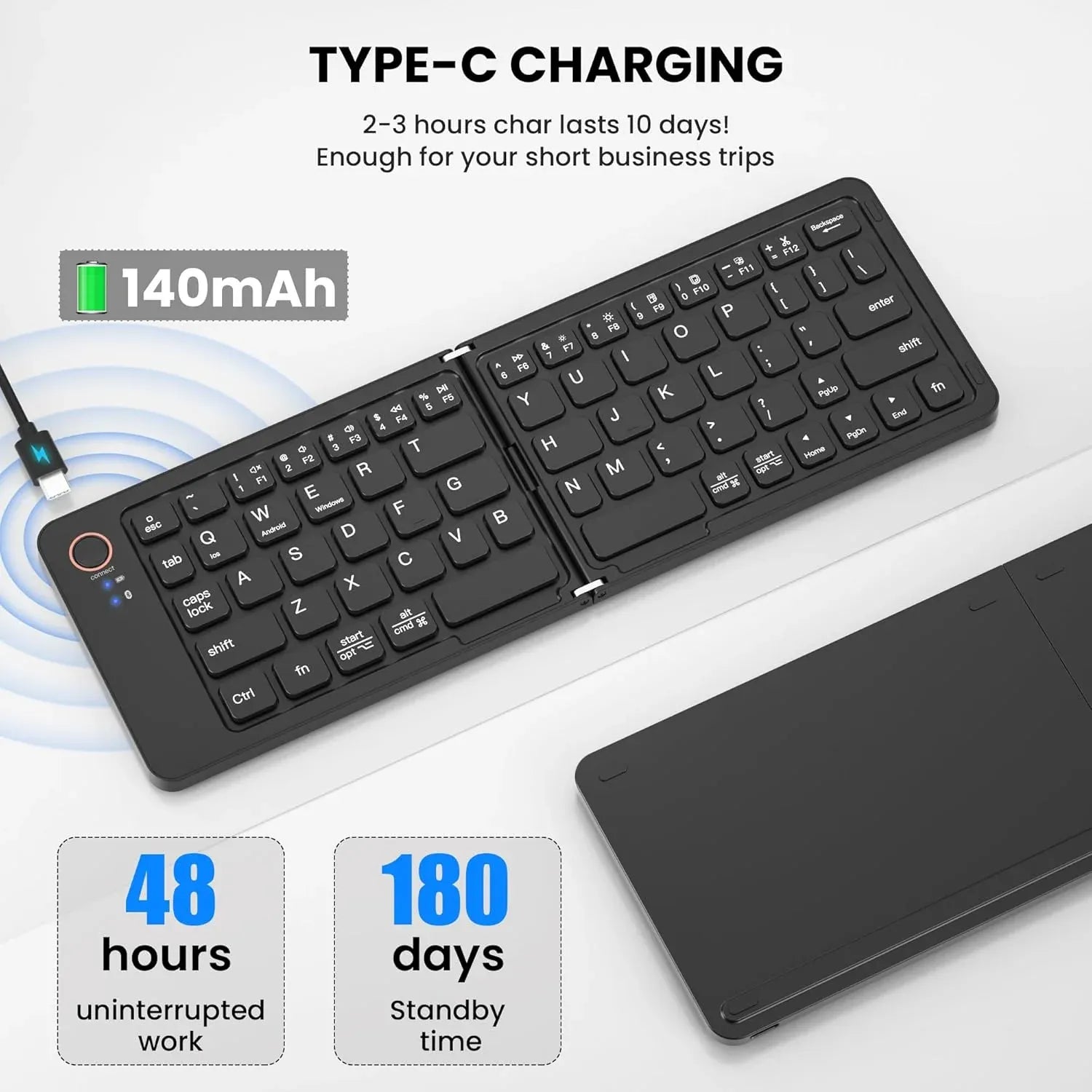Portable Wireless Foldable Keyboard – Multi‑Device Compatible