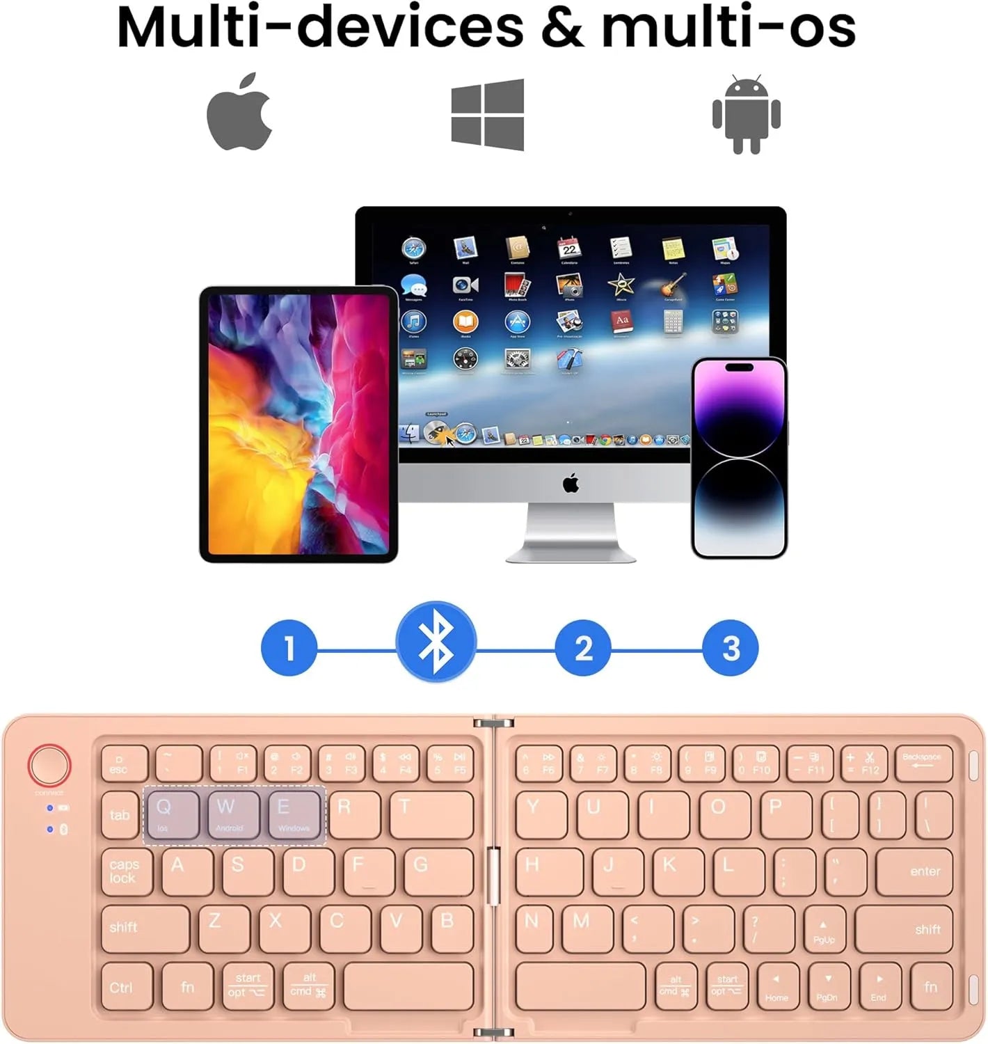 Portable Wireless Foldable Keyboard – Multi‑Device Compatible