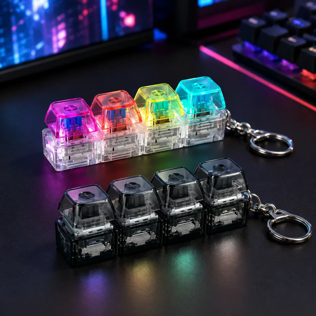 Keyboard Fidget Stress Relief Keychain for Kids & Adults