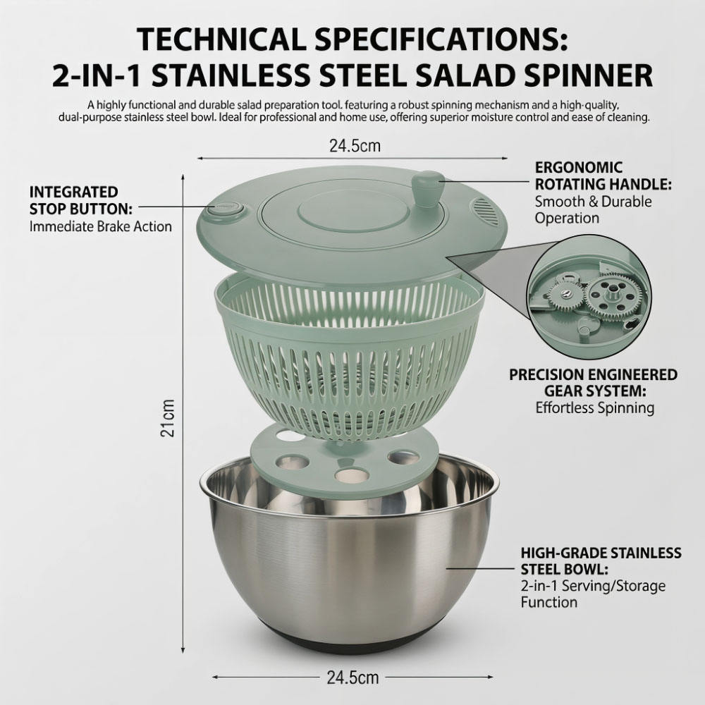Salad Spinner Quick Drying Vegetable Dehydrator with Non Slip Base