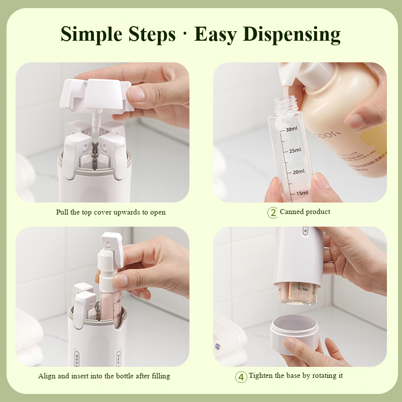 4-in-1 Sustainable Plastic Travel Dispenser Bottle