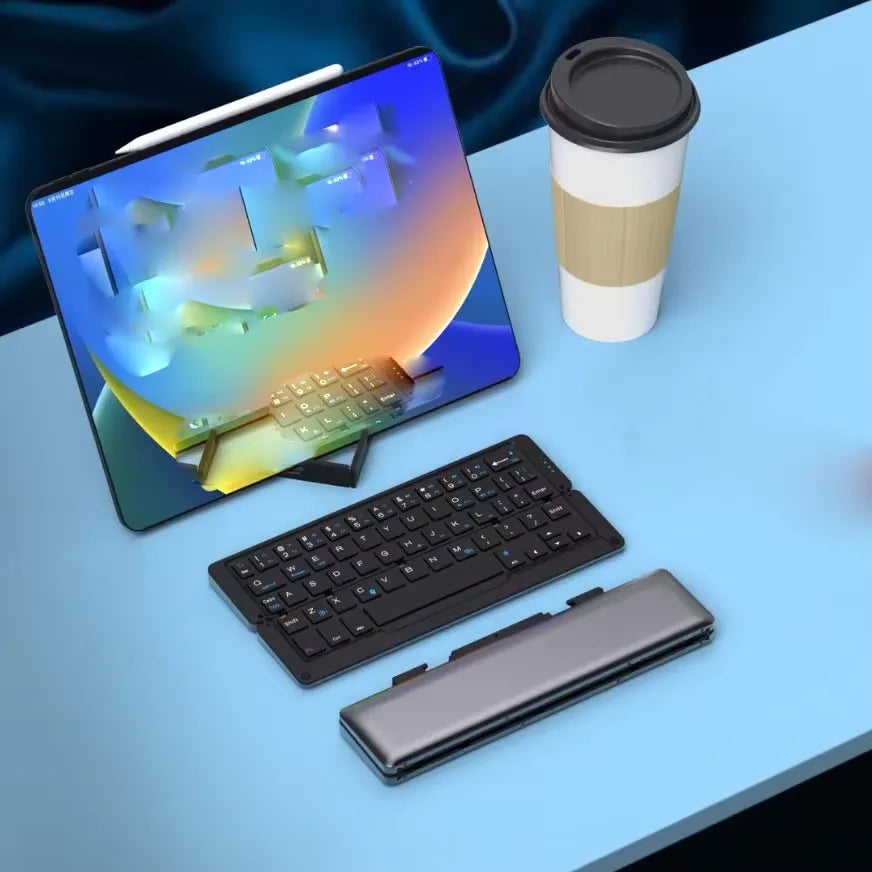 UltraSlim Wireless Folding Keyboard with Magnetic Stand