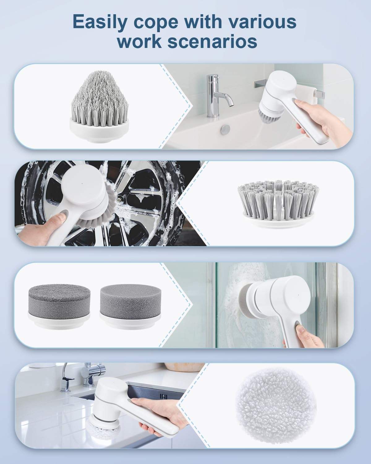5 in 1 Cleaner Bathroom Bathtub Clean Brush Spin Scrubber