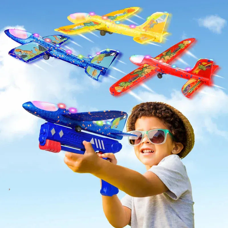 LED Airplane Launcher Gun Toy for Kids – Flying Glider