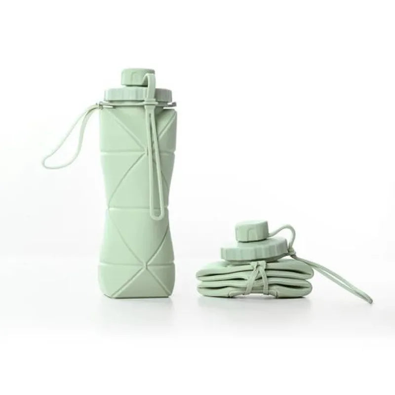 600ml Foldable Silicone Water Bottle – Reusable Leakproof Sports Bottle