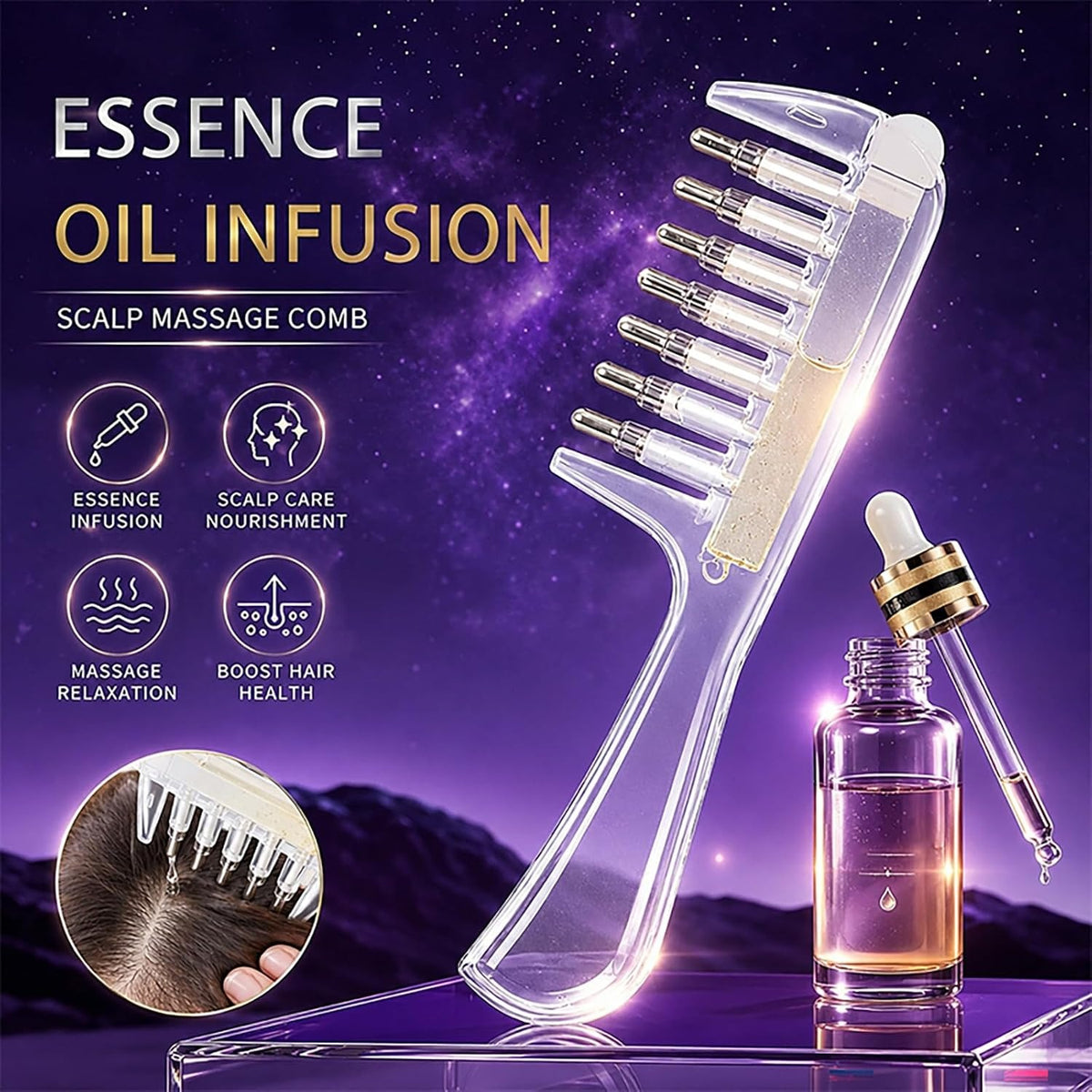 Scalp Essential Oil Comb & Serum Applicator