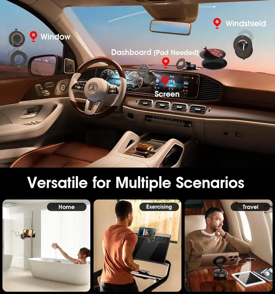 MagSafe Magnetic Phone Holder Metal – 360° Adjustable Stand for Car, Home & Travel